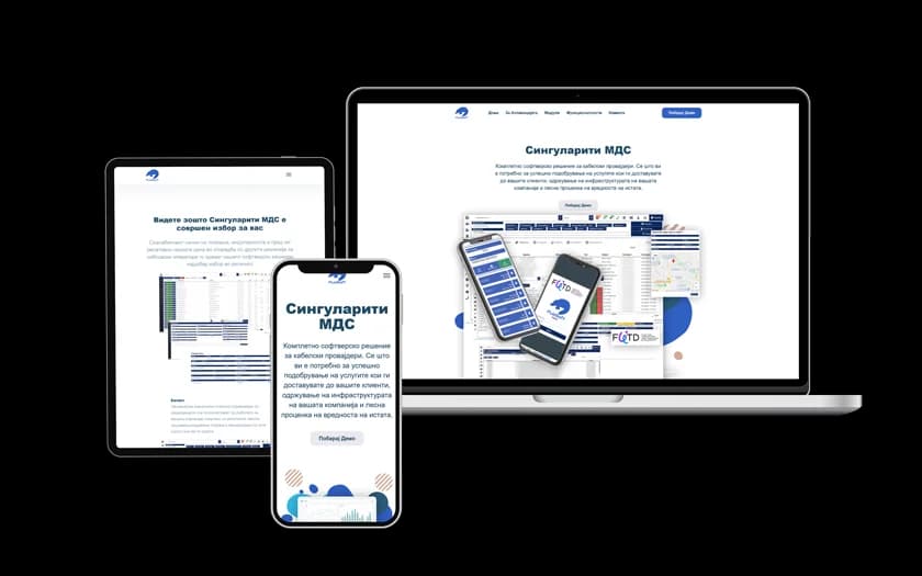 Project Singularity MDS landing page mockup illustration